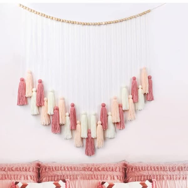 Veggdekor med månefaser - Boho-perler veggdekor