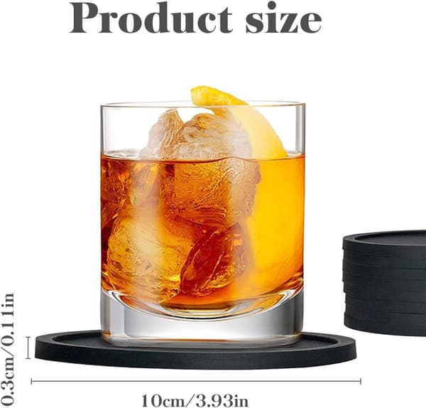 Pakke med Sorte Silikon Underkopper, Runde Drikkeunderkopper, Skridsikre Sorte Runde Underkopper til Kaffe, Øl, Vin, Glas, Hjem