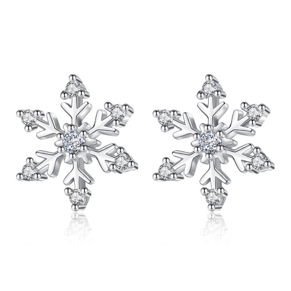 925 Sterling Silver Snowflake Stud örhängen Dam Flickor Smycken Xmas Gift