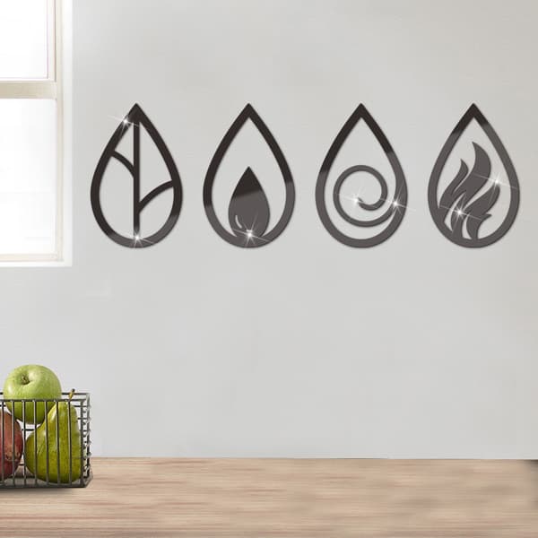 Metal vægdekoration, fire elementer, dekorativ boho-kunst til stuen