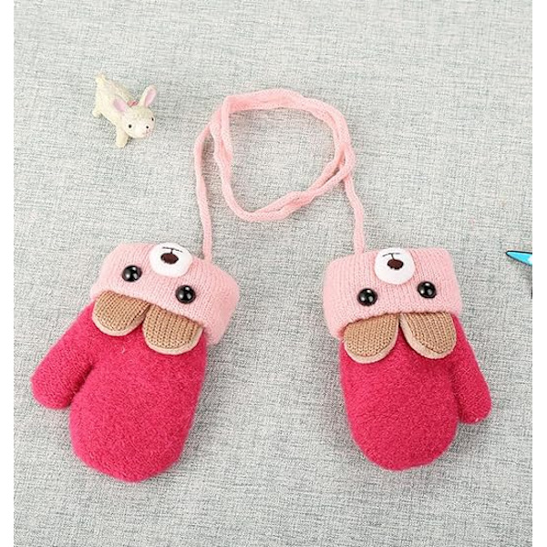 Toddler Vinter Termiske Hansker Varme Strikkede Votter Baby String Plysj