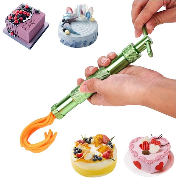 Ler Ekstruderform i Aluminiumlegering, Sukkerhåndværk Dekoreringsværktøj med 20 Tips til Fondant, Kage, Sukkerhåndværk, Modellervoks (Grøn)