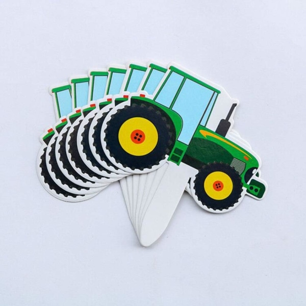 70pcs Vehicle Cake Insert Toppers Green Tractor Cake Toppers Pape