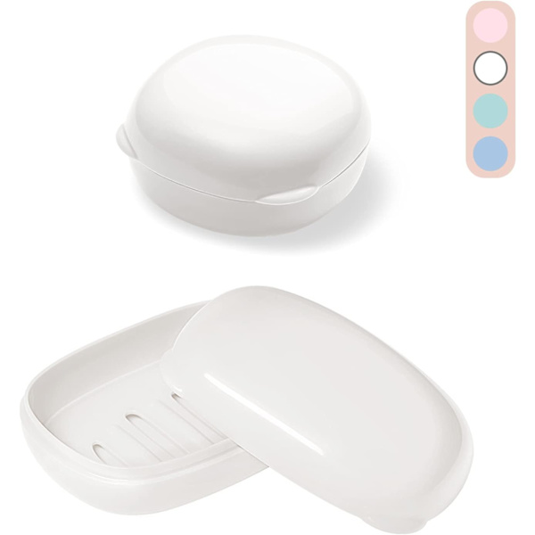 2-pack reseväske för tvål, tvålhållare med lock, bärbar