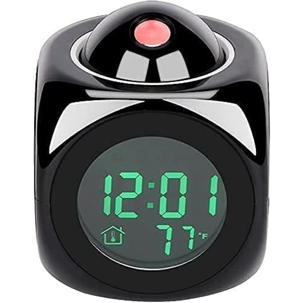 Projektor Vekkerklokke, Stemme Talking Temperatur Led Veggklokke