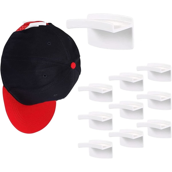 10-pack självhäftande hattkrokar för vägg - minimalistisk design för hatthylla,