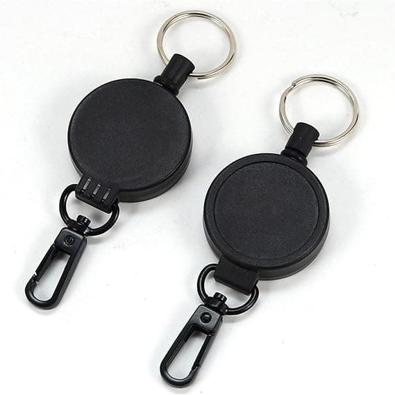 2PCS bärbar hopfällbar nyckelring med anti-förlust elastisk ståltråd
