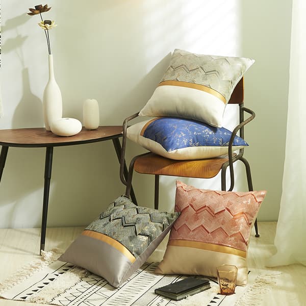 Kuddfodral, Set med 2 Splice Fabric Geometrisk Vågigt Guld Rand