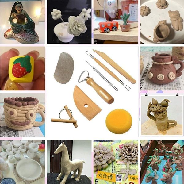 8 stk. Pottemager Værktøj Ler Skulptur Mejsel Modellering til Pottemager, Potte