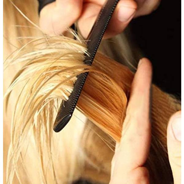 Hårkam, Siming Karbonfiber Halekam Profesjonell Hårklipp for Salong Frisør (Svart, 6 stk)