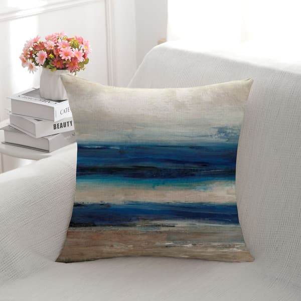 Set med 4 blå sjømønster sofaputetrekk 45x45cm lin dekor