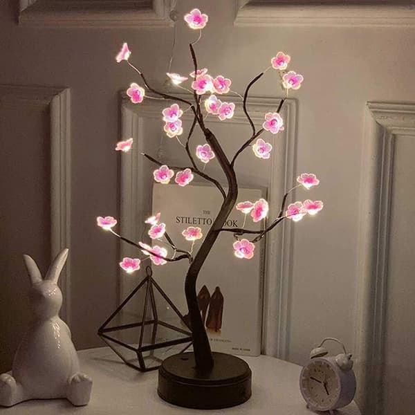 Pöytäbonsai-puuvalo LED-kirsikankukkapuulampulla