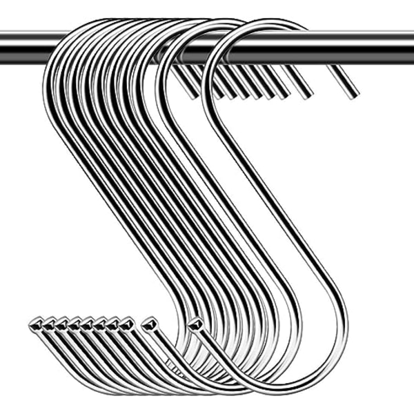 Sett med 30 stk multifunksjonelle hengende S-kroker kromfinish S-form