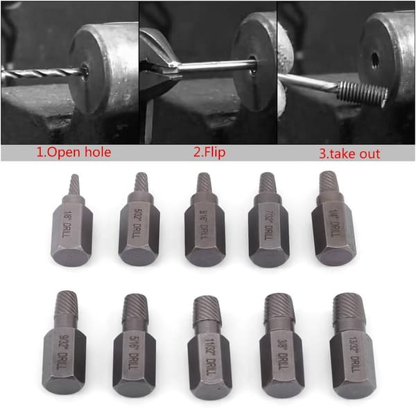 10 stk. 3,2-10,3 mm Multi-Spline Hex Hoved Skrueudtrækker til Remo