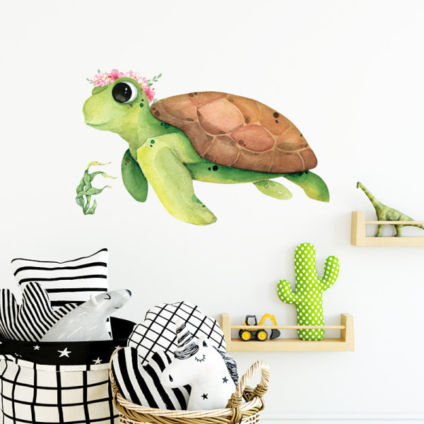 Et sett med veggklistremerker for barn - Sea Turtle Baby Room Dekor - Wall S