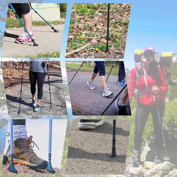 Vandringsstavsspetsar, Gummispetsar för Gåstavar, Trekkingstavar, 6 Stycken, Ersättningsskydd, Stövelspetsar, Gummifötter