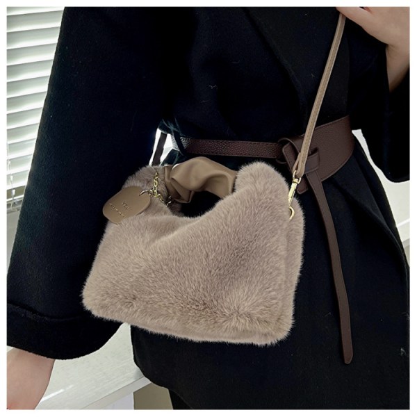 Plissert kvinneveske underarm retro casual damer khaki