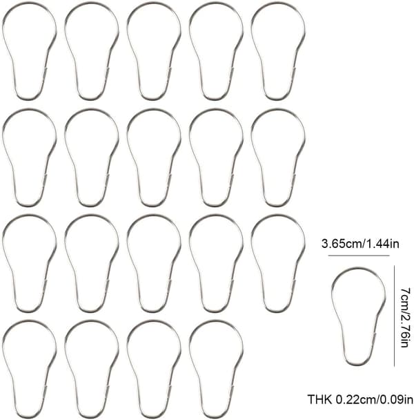 20-pack Silver Metallduschslingor Duschslingor Gardinslingor Gardinslingor