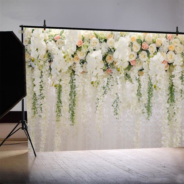 Bröllopsbakgrund Gardiner Navarre Blommor Foto Dekorationer Bakgrund