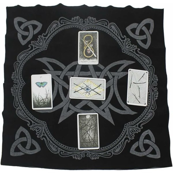 Tarot papirduk, 49cm x 49cm, Tarot matte, fløyelsstoff, Wicca duk, borddekke, serviett for å spille Naipes astrologi, plassbrikke, verktøy, astrologisk tillegg. Farge: Svart