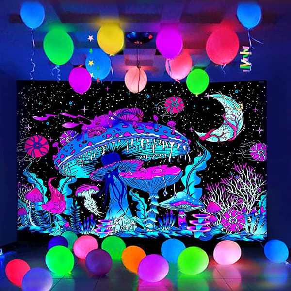 Soppteppe, 150×130CM Black Light Teppet, Veggteppe