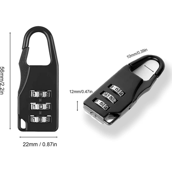 6 Pieces Code Padlock Mini 3 Digit Code Padlock Luggage Combinati