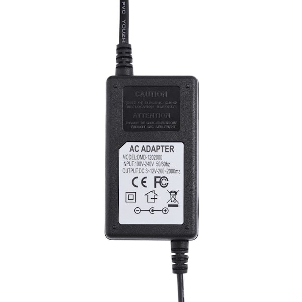 AC til DC Adapter 3-12V 2A Justerbar Strømforsyning Adapter til Lys/Temperatur/Hastighedsjustering Motorhastighedsregulator