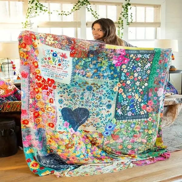 Boho-kukkakujosset, 130*150cm Peitto
