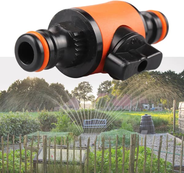 2-pack Trädgårdsslang Snabbkoppling med Avstängningsventil, Trädgårdsslangskoppling (Orange)