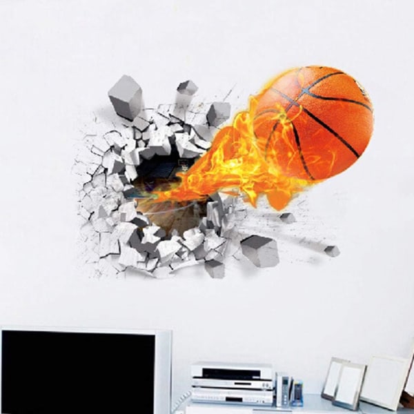 3D Basket Väggdekaler Banbrytande Väggdekal Självhäftande Fireball Wal