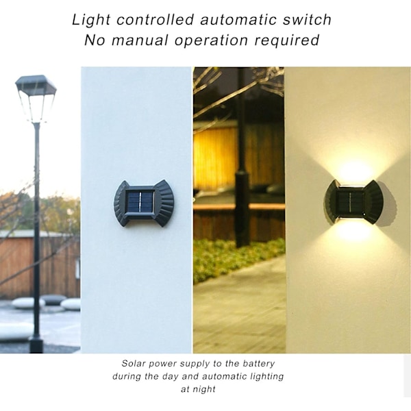 4 sett LED solcelle vegglampe lys vanntett multifunksjonell 8LED