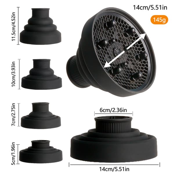 Hårføner Diffuser, Silikon Hårføner Diffuser, Universelt Hårføner Tilbehør, Sammenleggbar Hårføner Diffuser, Hårfønerdeksel, Diameter 5,2 cm