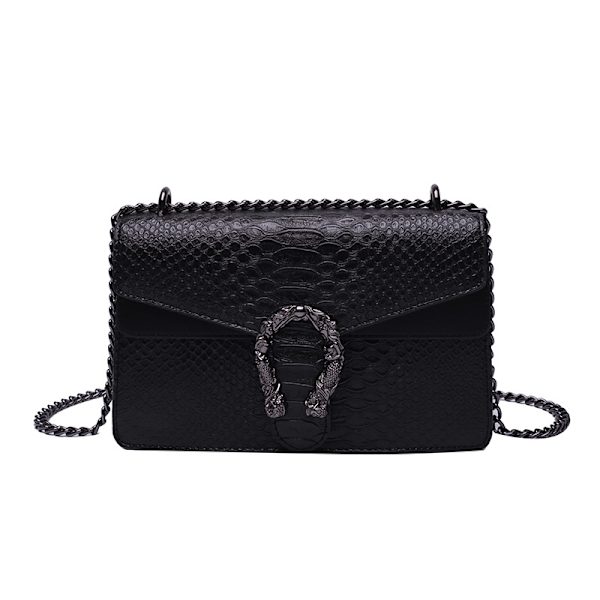 Crossbody axelväska för kvinnor - Ormmönstrad läder Messenger Bag C