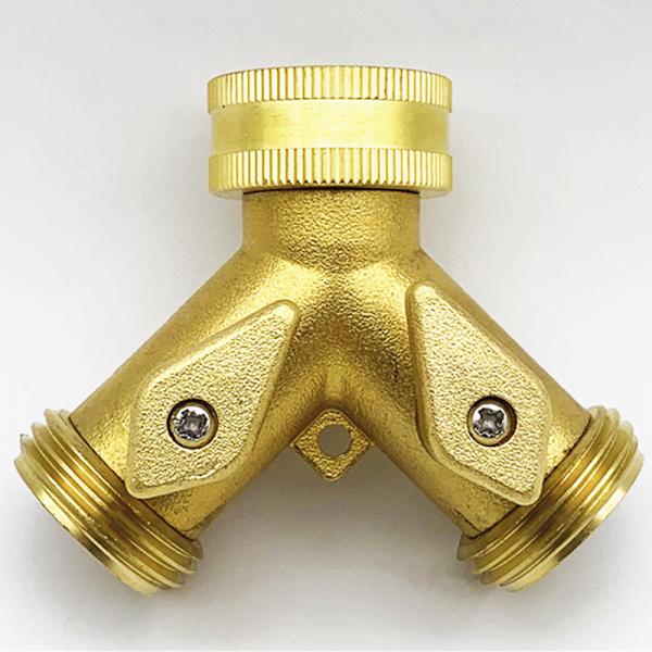 2-Vejs Y-Fordeler Y-Fitting 3/4 Tommer Messingfordeler med Skive Vandhaner Y-Stik Hosesadapter Vanding til Hjem og Have