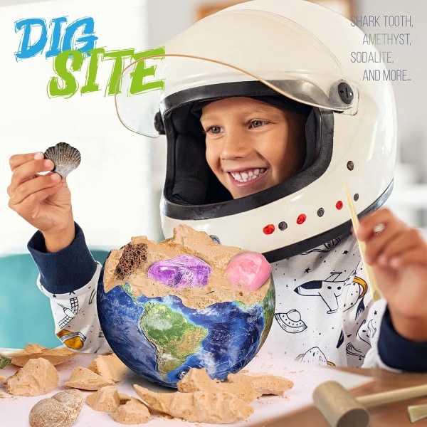 Solsystemets Gemstone Dig Kit - Grav 13 Ædelstene, Stene og Fossiler -