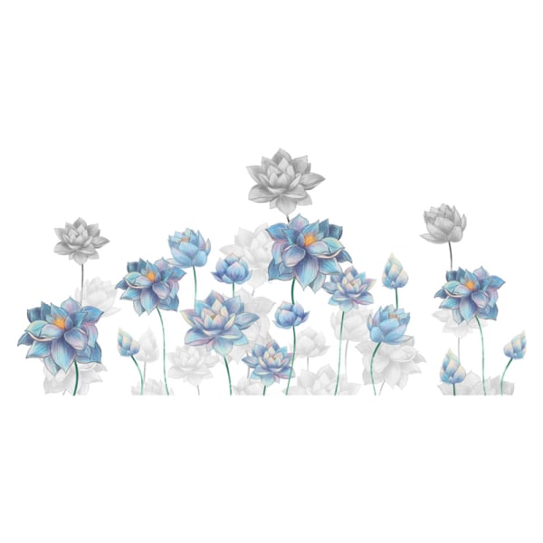 En uppsättning blå lotusblomm väggdekaler väggdekaler för vardagsrum
