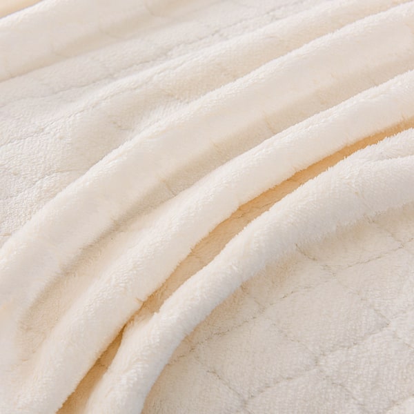 FlanellfiltJacquard flanellfiltKorallfleecefilt, Vit, 100*150cm