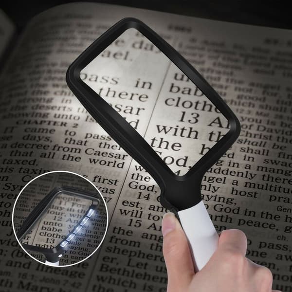 Foldbar leselupe stor 5 LED forstørrelsesglass med lys