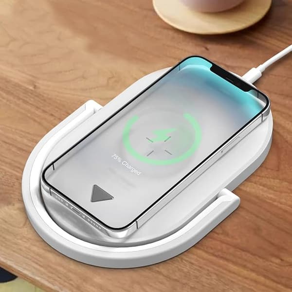 Hjerteformet hodelykt Trådløs lader Induksjonslampe USB Strøm Hvit