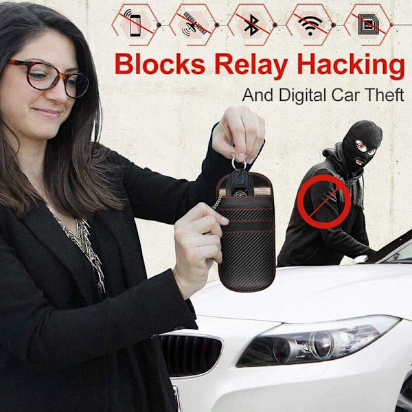 Bilnyckelskydd [2-pack], Fjärrnyckelskyddspåse, Strålskyddspåse Blockerar RFID, NFC, Anti-Hack Auto Blocker,13*8cm