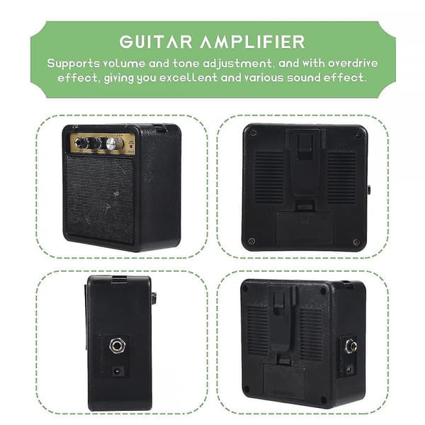 Mini Gitarrförstärkare Amp Högtalare 5w Med 6.35mm Ingång 14 Tum Hörlursutgång Stöder Volym- och Tonjustering