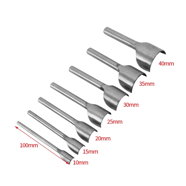 7-delt sett med halvcirkelformede hullstans i lær med spesifikasjonsmerker, DIY-verktøy for lommebok, kortveske, belte, armbånd, håndveske osv.