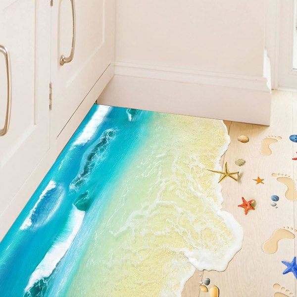 3D-lattiatarrat valtameren kylpyhuoneen sisustus 3D-taustakuvatarrat irrotettavat lattiatikku