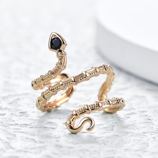Ormformad Ring Öppningsbar Justerbar Utsökt Design Smycke Guld