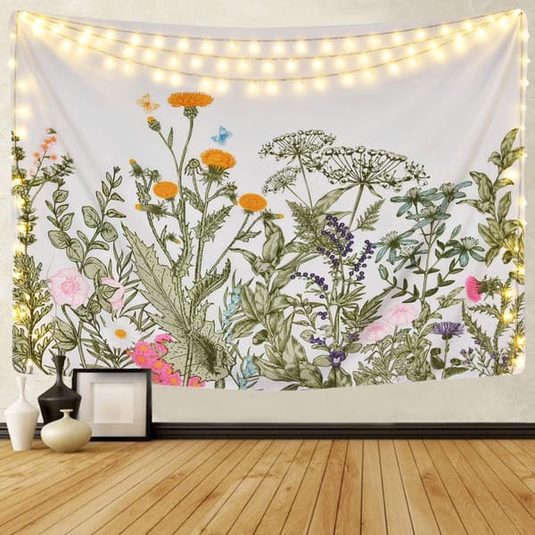 Färgglad blommig växttapet Retro örttapet Vildblomstapet
