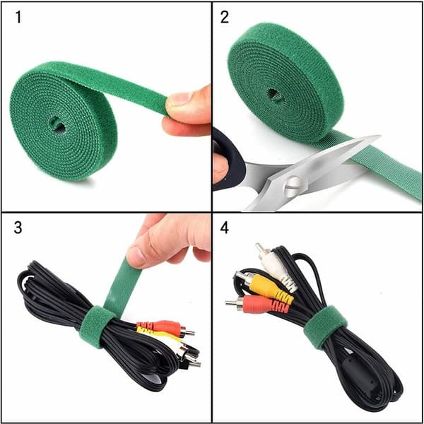 2 rullar kabelband, kabelbindare, återanvändbar tejp, kabelbindningsfixering