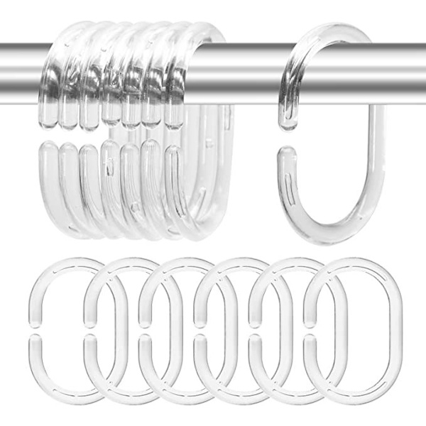 24-pack plast C-formade duschdraperiringar