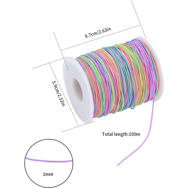 Farge Elastisk Snor, Regnbue Elastisk Snor Tråd, Flettet Tråd C