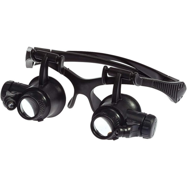 LED-huvudmonterad förstoringsglas 10X 15X 20X 25X optisk lins glas dubbla ögon förstoringsglas med LED-ljus verktyg mät reparation klocka juvelerare