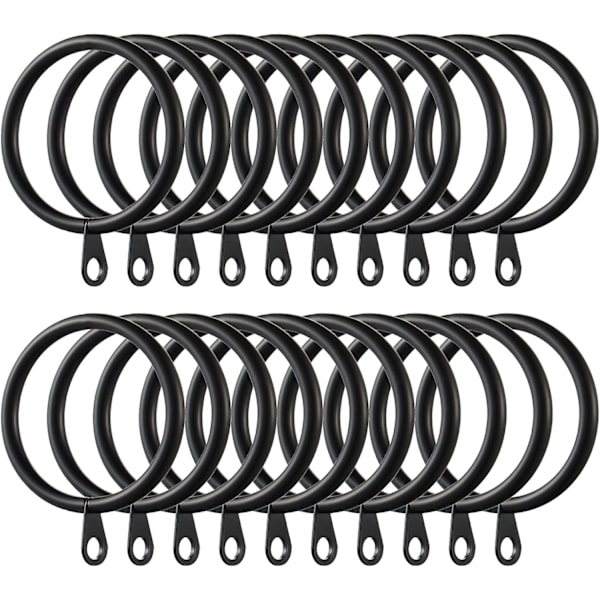 60 stk. gardinringe, metal gardinringe til gardiner og stænger, 38 mm indvendig diameter (sort)